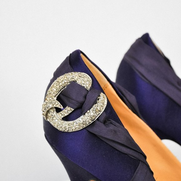 Badgley Mishka Purple Satin High Heels - Picture 8 of 12